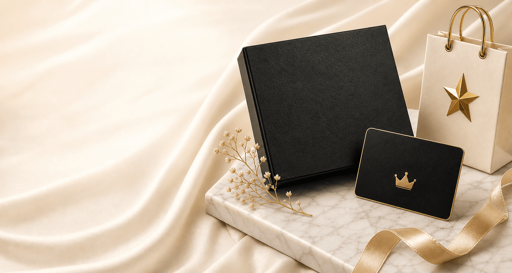 Luxury gift box, card, and shopping bag for Korean duty-free rebate service